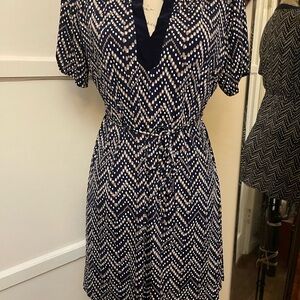 Perseption Navy and White Zigzag Mini Dress